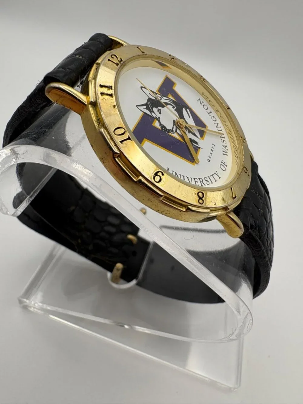 Vintage Nelsonic University of Washington Huskies Watch Gold Tone Quartz SR626SW